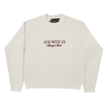 "GOD WITH US" RAGLAN SWEATER - OFF WHITE - Hustle & Faith