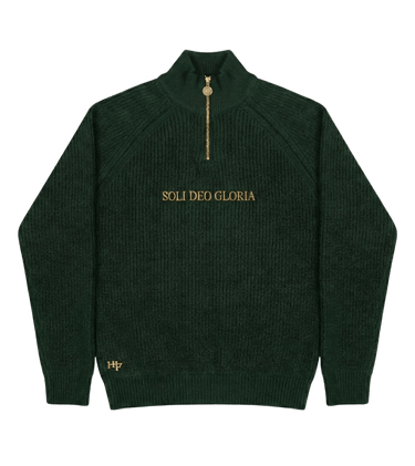 "SOLI DEO GLORIA" QUARTER ZIP - FOREST GREEN - Hustle & Faith