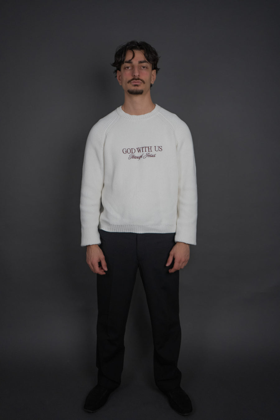 "GOD WITH US" SWEATER - OFF WHITE – Bild 3