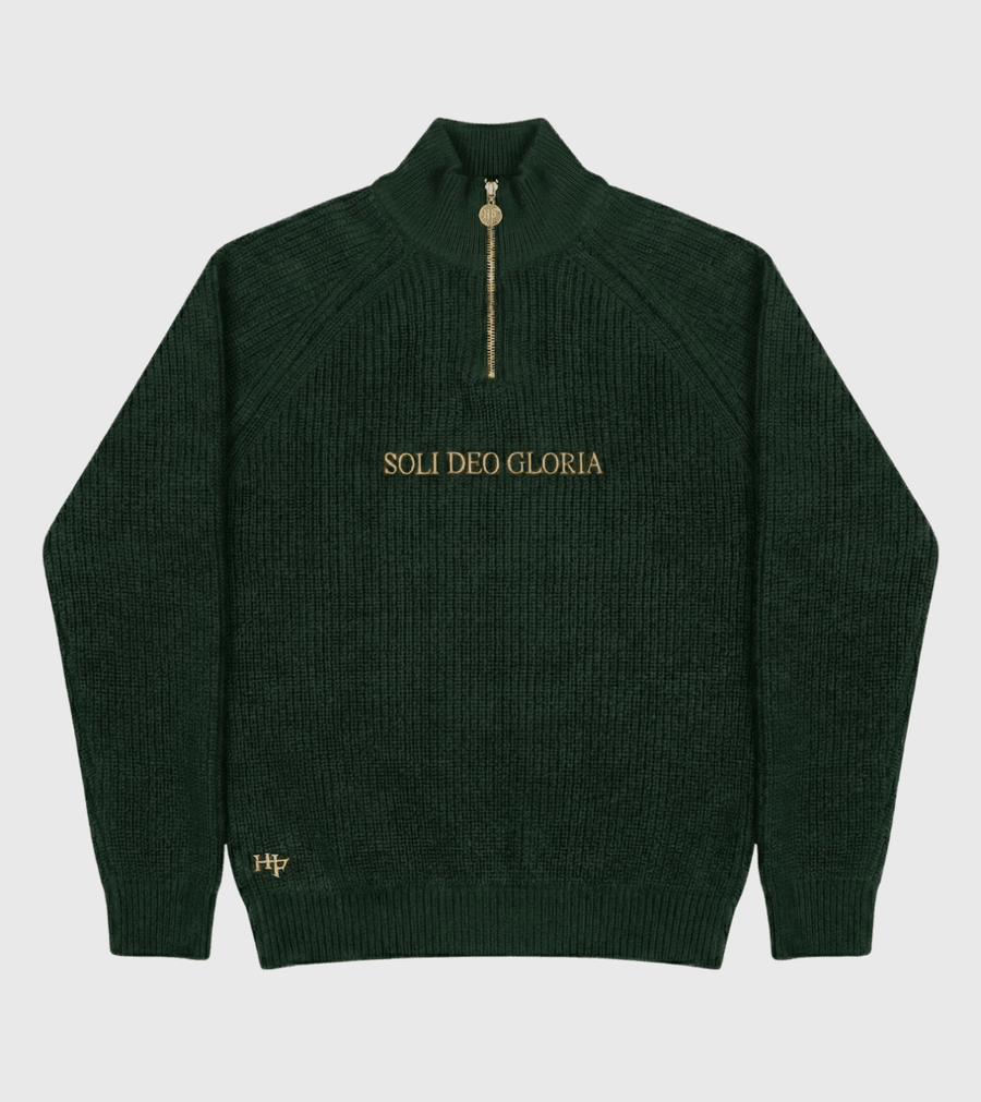 "SOLI DEO GLORIA" QUARTER ZIP - FOREST GREEN – Bild 1