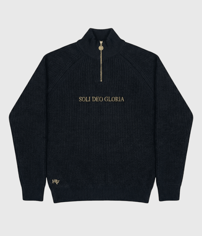 "SOLI DEO GLORIA" QUARTER ZIP - NAVY BLUE