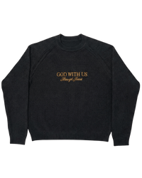 "GOD WITH US" RAGLAN SWEATER - NAVY - Hustle & Faith