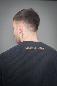 "GOD WITH US" RAGLAN SWEATER - NAVY - Hustle & Faith