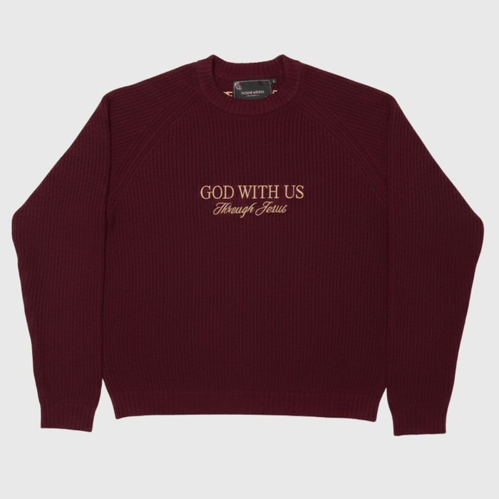 "GOD WITH US" SWEATER - BORDEAUX